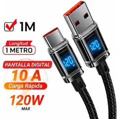 GENERICO - Cable USB Tipo C de 10A 120W 1 Metro Carga Super Rápida para Huawei Xiaomi, Redmi, Honor