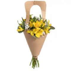 GENERICO - Ramo de Flores Amarillas con Astromelias, Gipsófilas y Follaje Natural Florería Los Tronquitos
