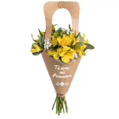 GENERICO - Ramo de Flores Amarillas con Astromelias y Gipsófilas con Frase Tú eres mi Primavera, Los tronquitos