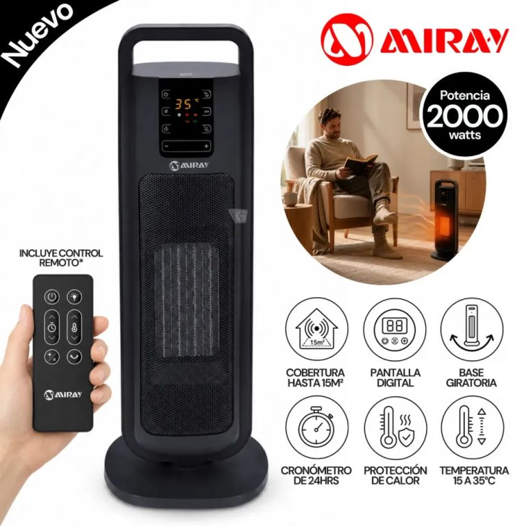Calentador Termoventilador ETM-45N 2000W, ideal para mantener temperatura en 15 m²