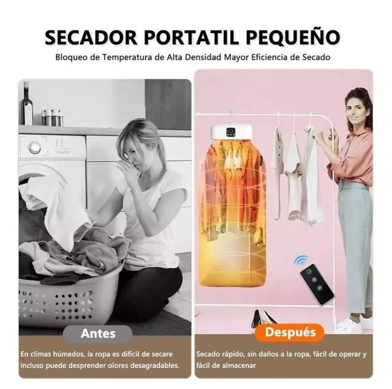 SECADOR DE ROPA PORTÁTIL SECADO RÁPIDO BAJO CONSUMO - BEIGE EFICIENTE