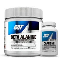 GAT - Beta Alanina SPORT 200 Gramos - 100 Serv + Cafeina SPORT - 100 Tabletas