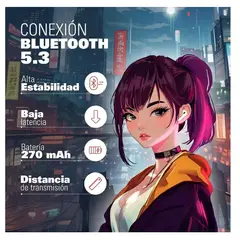 FUJITA JAPAN - AIKO/ TWS - Audífonos Bluetooth 5.3/ Estuche 270 mAh - Carga USB-C / Comp con iPhone