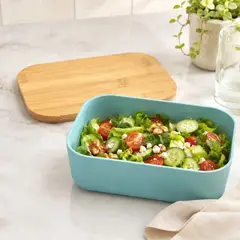 GENERICO - Taper Premium con Tapa Bambú Para Alimentos