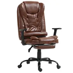 KOMSUM - Silla Ergonomica Oficina Gerencial Base de Acero Roma Marron Claro