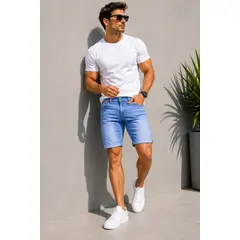 ELEMENT SPECIAL EDITION - Short Jeans Stretch Hombre Urbano Azul y Celeste