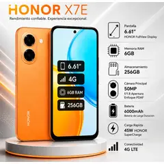 HONOR - Celular X7E 6GB - 256GB Naranja
