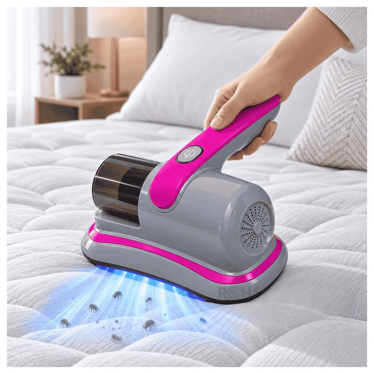 Aspiradora Inalámbrica Anti Ácaros De Mano Con Luz UV Portátil Para Colchón Y Sofá