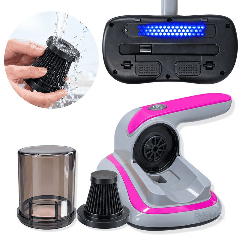 Aspiradora Inalámbrica Anti Ácaros De Mano Con Luz UV Portátil Para Colchón Y Sofá