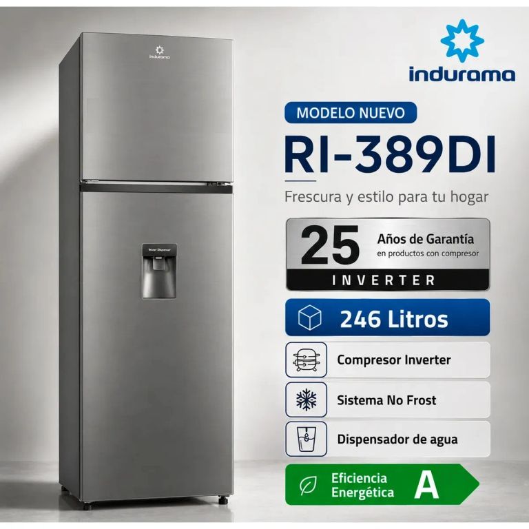 Refrigeradora RI-389DI 246L No Frost con Dispensador de Agua – Plateado