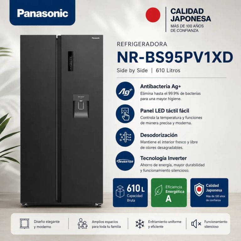 Refrigeradora 610L Side by Side - Black Inox BS95 NR-BS95PV1XD