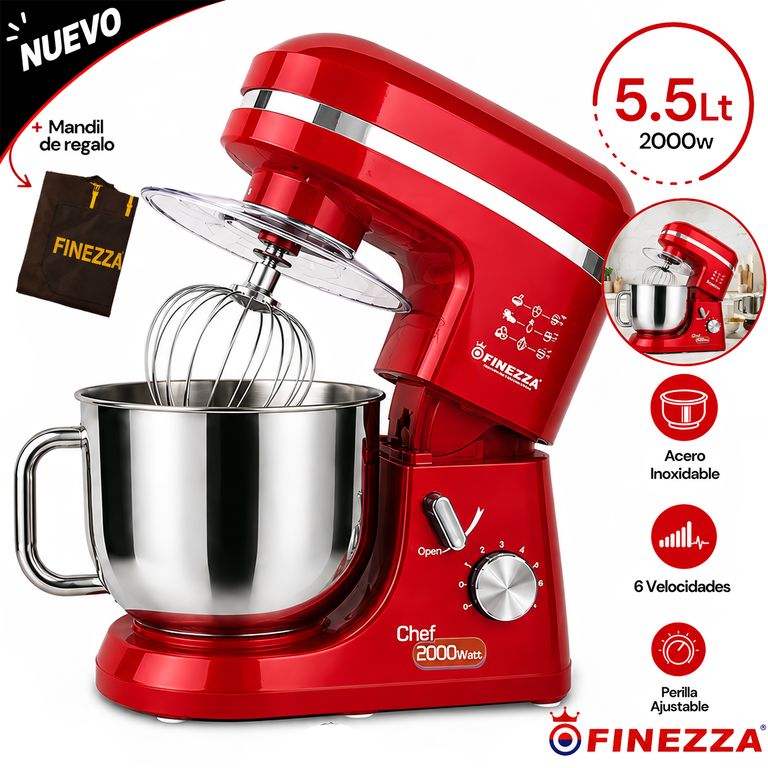 Batidora Eléctrica Orbital 2000W 5.5L FZ-6818B Rojo