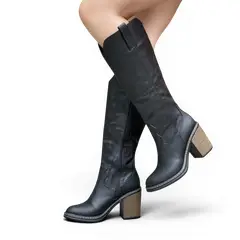 GENERICO - Bota casual mujer VAQUERA CLASICA TACO 7 COLOR NEGRO