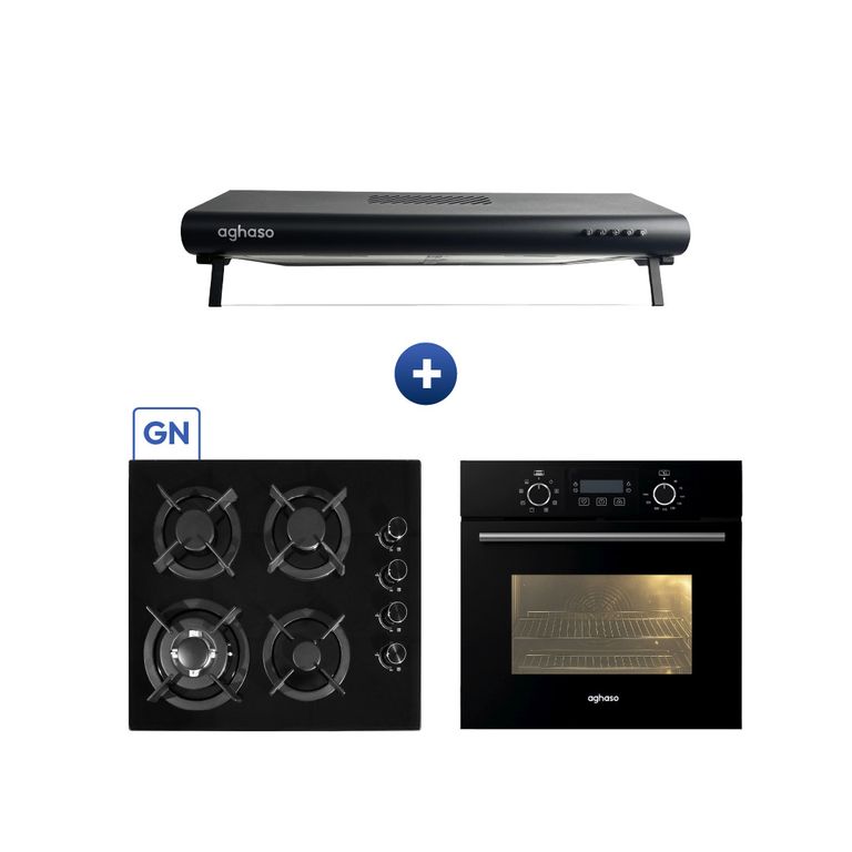 Combo Cocina Empotrable 60cm + Encimera Gas Natural 4H + Horno Eléctrico 60L + Campana