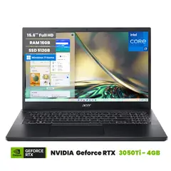 ACER - Laptop Aspire 7 A715-51G i7-1260P 16GB 512GB TV 4GB RTX 3050Ti 15.6 FHD Windows11H Charcoal Black