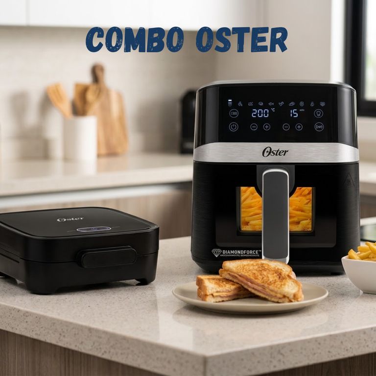 Sandwichera Compacta CKSTSM400-053 Negra 750W + Freidora de Aire Digital DiamondForce de 4 L CKSTAF40WDDF