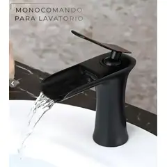 GENERICO - MEZCLADORA MONOCOMANDO PARA LAVATORIO MEDIANO CASCADA NEGRO VICTORIA
