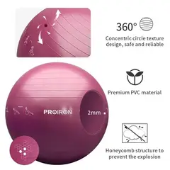 PROIRON - Pelota de Yoga y Pilates de 75cm Rosado