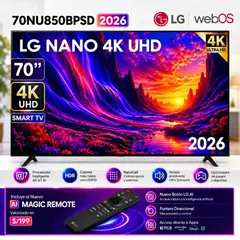 LG - Televisor LED 70" Pulg UHD 4K ThinQ AI 70NU850BPSD Nuevo