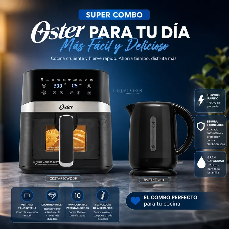 Freidora de Aire Digital 4L CKSTAF40WDDF + Hervidor BVSTKT3101