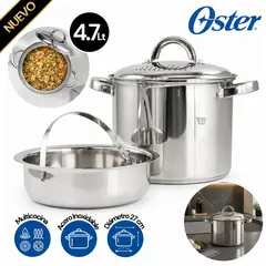 OSTER - Olla Para Pasta 4.7lt Con Vaporera Sangerfield Mod. 130010.03