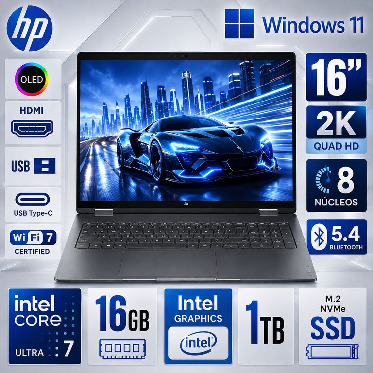 Laptop OmniBook X Flip AI 16-CB0023DX Intel Core Ultra 7 355 16GB RAM 1TB SSD 16" OLED Touch 2 en 1