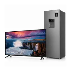 MIRAY - Televisor TV 50" 4K UHD Negro + Refrigeradora 172L Gris.