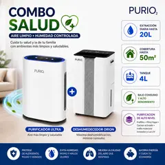 PURIO - Combo Salud ULTRA + ORION – Purificador HEPA + Deshumedecedor 20L al día