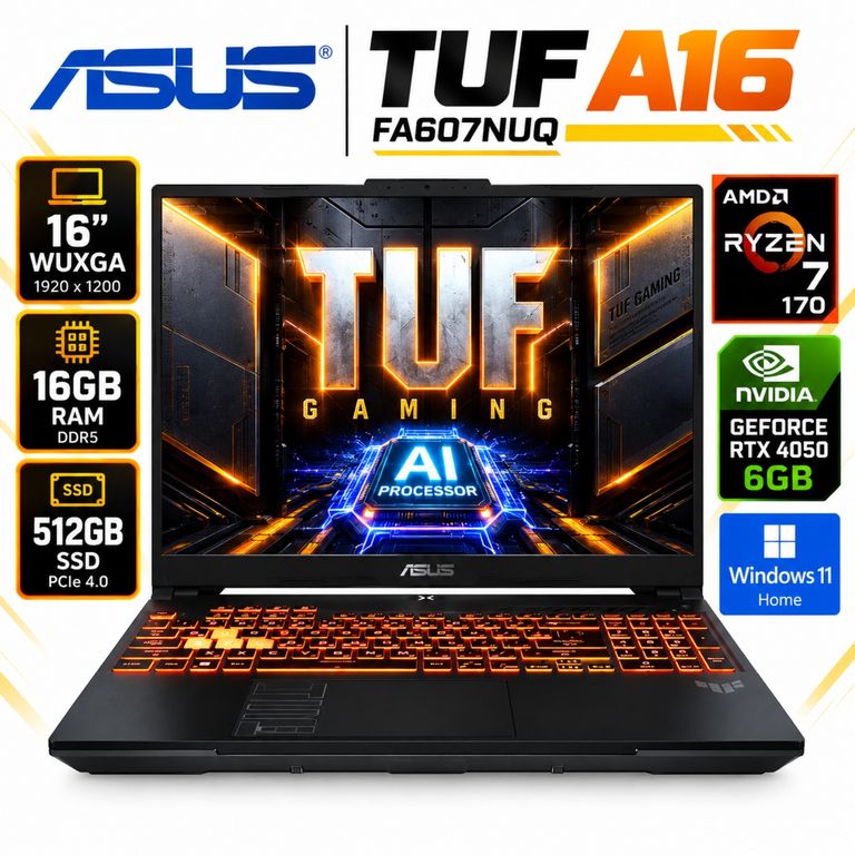 TUF A16 FA607NUQ-WS73 Ryzen 7-170, 16GB RAM, 512GB SSD, RTX 