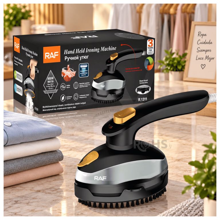 Plancha de Mano a Vapor RAF R.1311 - 800W - Portátil y Compacta 95ml
