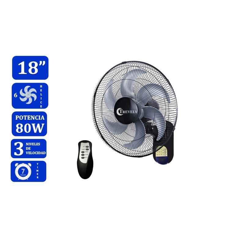 Ventilador de pared VT-164 - 80W - Control remoto