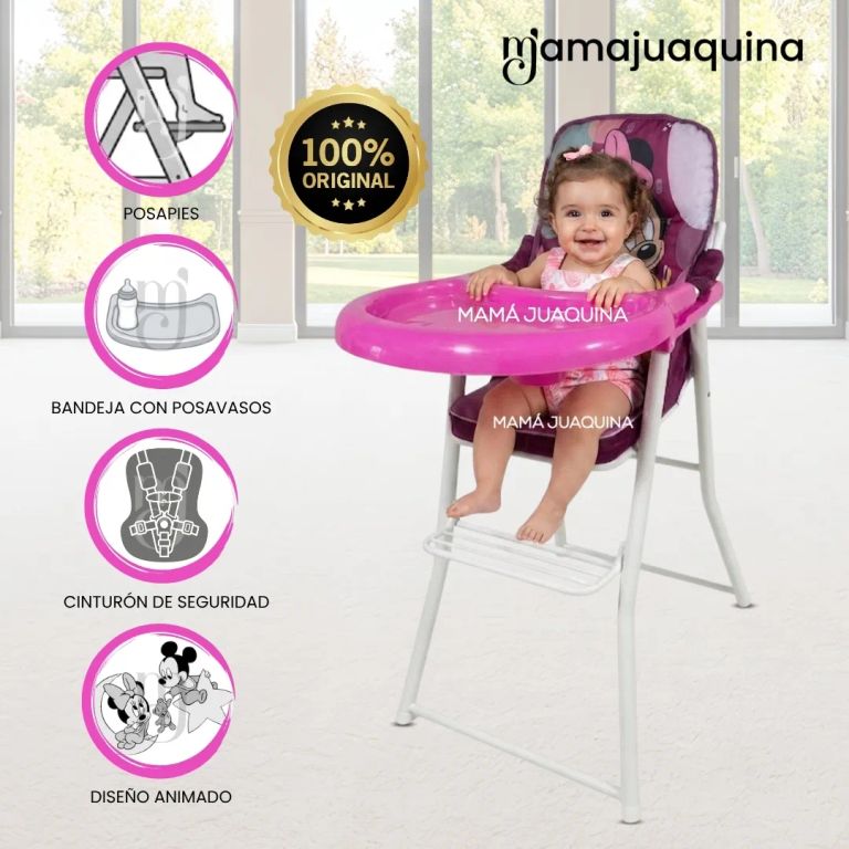 Silla de Comer Plegable «MOUSKA» con Diseño Ratón Pink