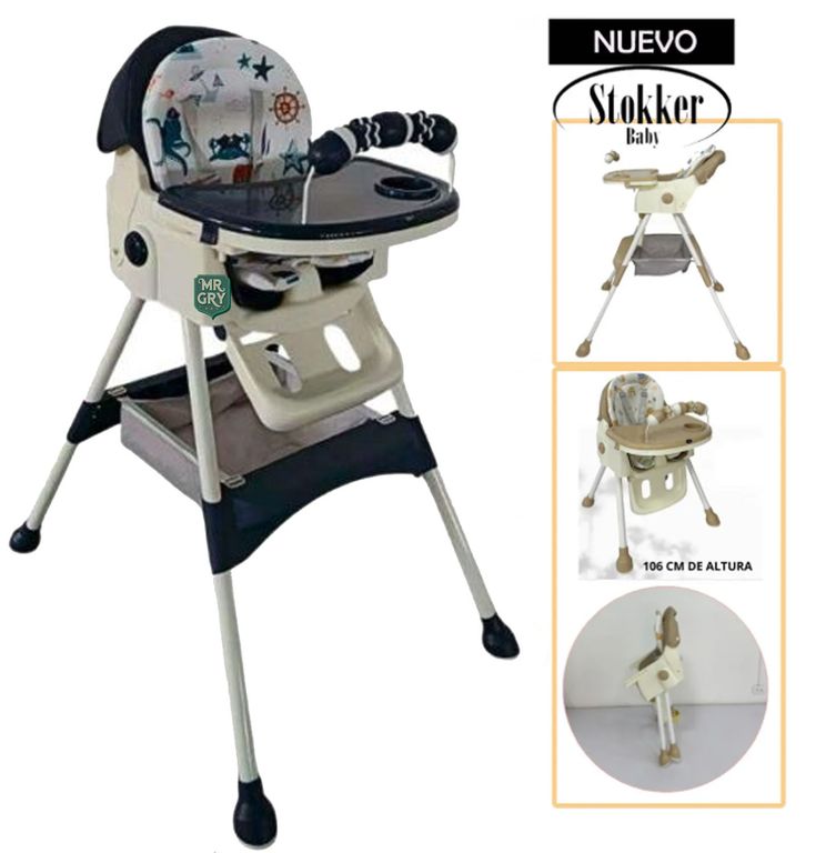 Silla de Comer VENUS Asiento Reclinable Azul