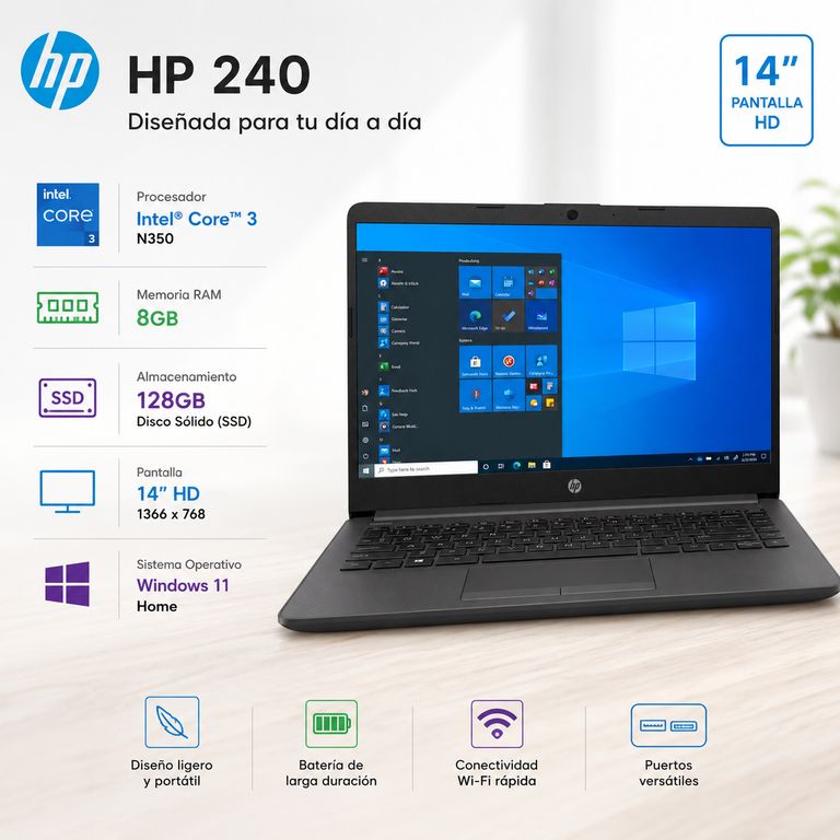 NOTEBOOK CORE 3 N350 8GB RAM 128GB 14PULGADAS FHD