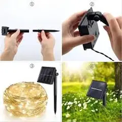GENERICO - Guirnalda de Luces LED Recargable con Panel Solar Navidad