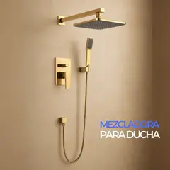 FRATELLI - Mezcladora de Ducha Empotrable con Rociador y Teléfono Dorado