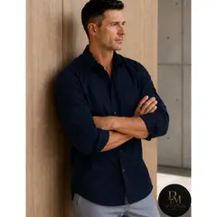 GENERICO - PM Executive I Camisa de vestir azul labrada para hombre - Regular Fit - Color varía ligeramente
