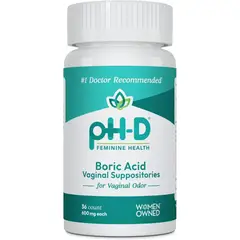 GENERICO - Acido Borico PH-D FEMININE HEALTH – BORIC ACID VAGINAL SUPPOSITORIES 600 mg 34 Capsulas