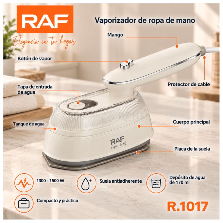 Vaporizador de Ropa RAF R.1017 - Plancha a Vapor Portátil y Vertical