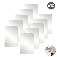 GENERICO - Pack x10 Espejos Adhesivo Rectangular Decorativo Sticker - 30cm x 20cm