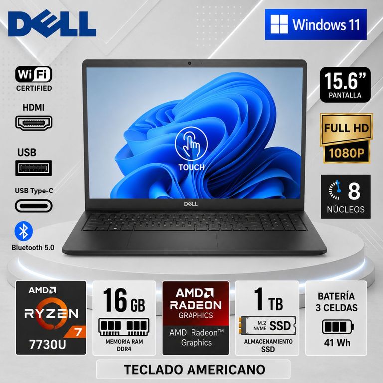 LDC15255-7322BLK AMD RYZEN 7 7730U 1TB SSD 16GB DDR4 15.6 (1920x1080) WIN 11 COLOR CARBON BLACK