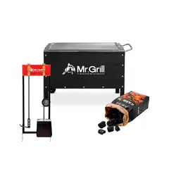 MR GRILL - CAJA CHINA GRANDE MIXTA BLACK + PALA + CARBON 2 KG