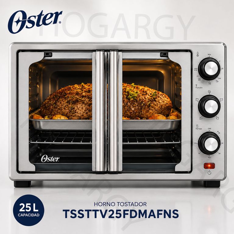 Horno con freidora de aire Oster® de 25 litros, puertas francesas, TSSTTV25FDMAFNS