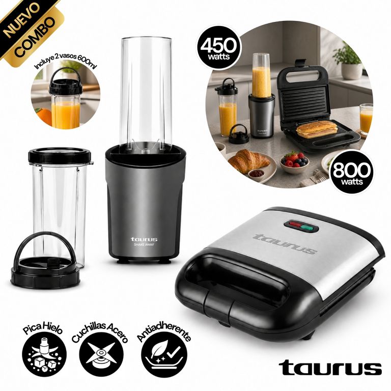 Combo Mini Shake Away 2.0 600ml + Sandwichera Mysandwich Grill II