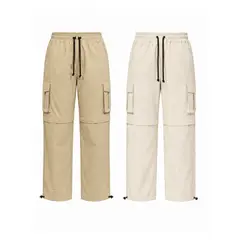 ENKI - PACK X2 PANTALON TREKKING HOMBRE CONVERTIBLE TELA MOJADA SECADO RAPIDO BEIGE HUESO