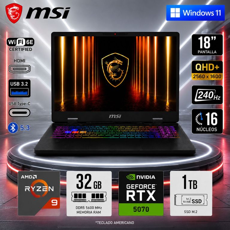 CROSSHAIR A8WGKG-009US GAMING AMD RYZEN 9 8940HX 32GB RAM1TB SSD 18 QHD+ NVIDIA GEFORCE RTX 5070