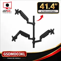 JAPANTEC EL RACK DEL FUTURO - Soporte Triple de Escritorio para Monitores con Brazos Articulados y Altura Ajustable