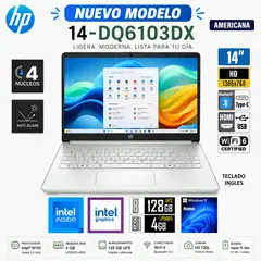 HP - Laptop 14-DQ6103DX Pantalla 14 HD Intel N150 RAM 4GB 128GB WIN11 HOME