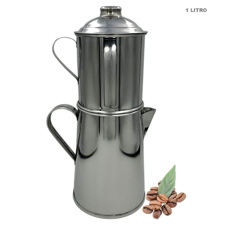 Cafetera de Acero Inoxidable 1 Litro Gota a Gota Con Tapa Extraible