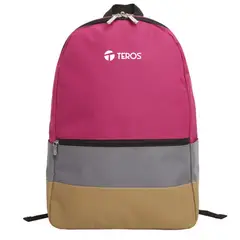 Teros - Mochila Poliester Rosado Laptop damas Rosa Gris TE-2053 Mujer Universidad